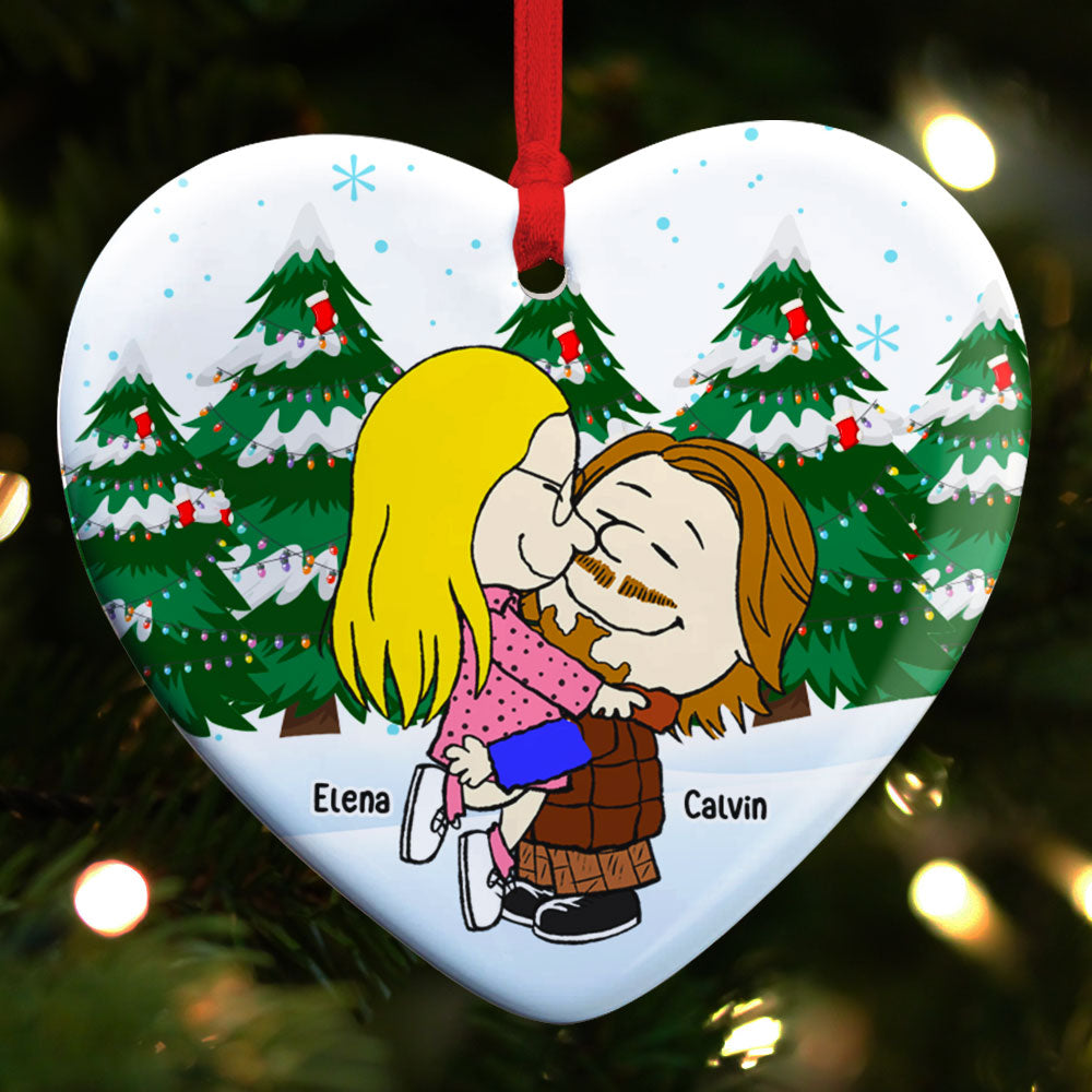 Custom Romantic Couple Ceramic Ornament - Perfect Valentine'S Day Gifts