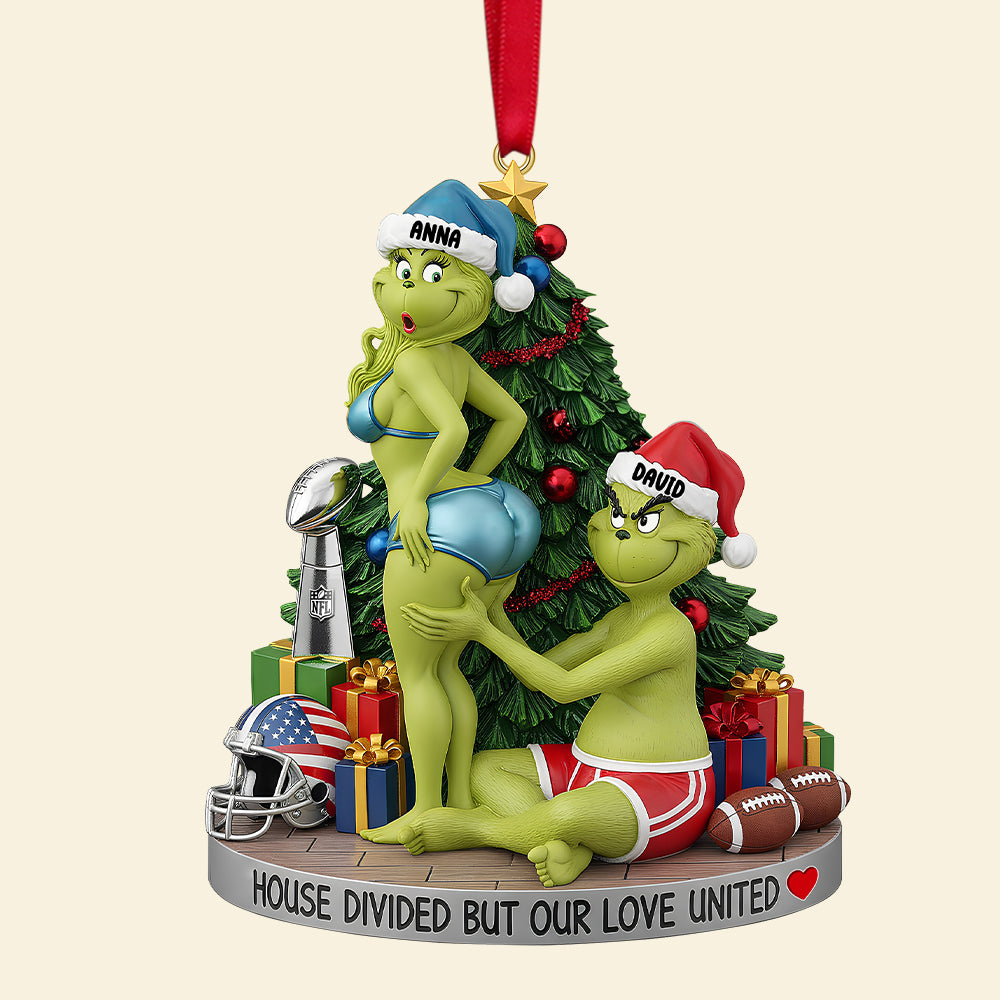 House Divided But Our Love United - Personalized Funny Christmas Ornament For Football Lovers - Image 4