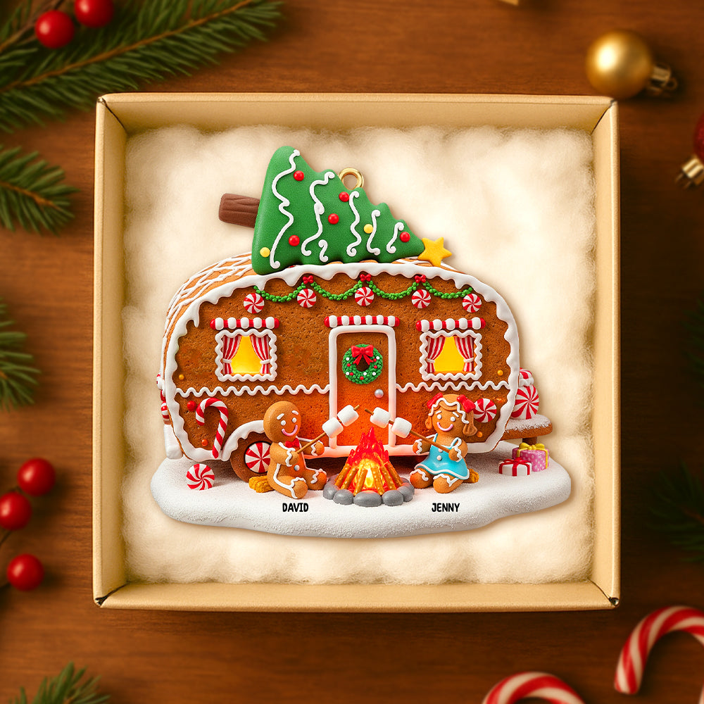 Celebrate Love And Joy - Personalized Gingerbread Couple Christmas Wooden Ornament - Custom Gift For Couples, Friends, And Family - Image 4
