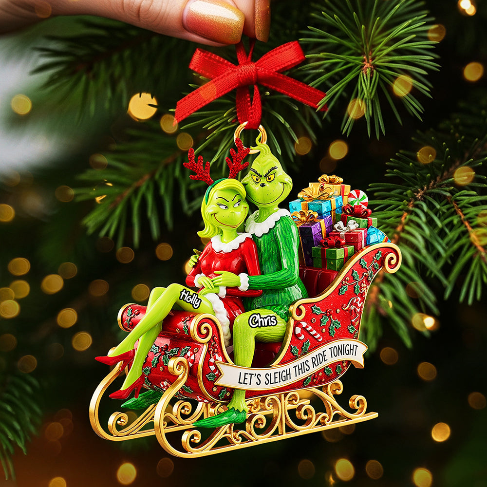Let'S Sleigh This Ride Tonight - Personalized Christmas Ornament For Couples - Image 3