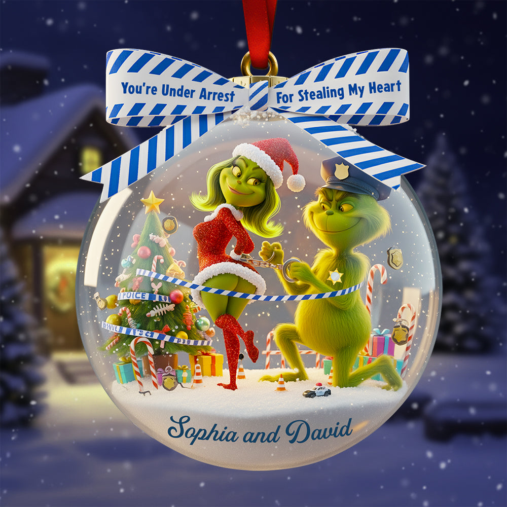 Christmas Love Under Arrest - Personalized Couple Ornament