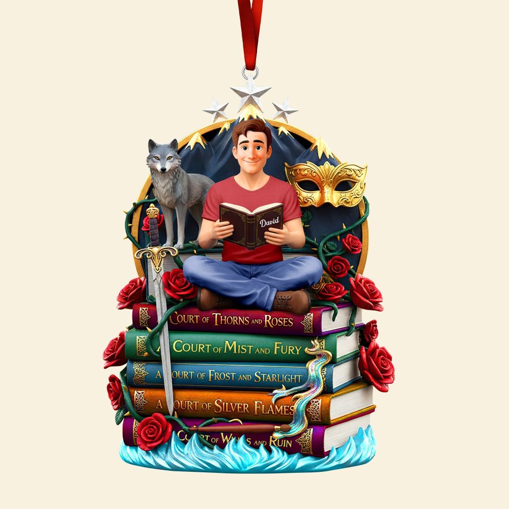 Embrace Your Literary World - Fantasy Reading Christmas Ornament - Personalized Gift For Book Lovers - Image 4