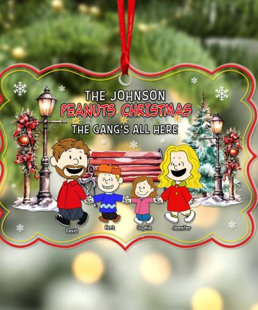 Personalized Christmas Family Acrylic Ornament - Peanuts Theme