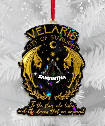 To The Stars Who Listen And The Dreams That Are Answered - Dreamy City Of Star Ornament, Personalized Gifts For Fantasy Novel Fans