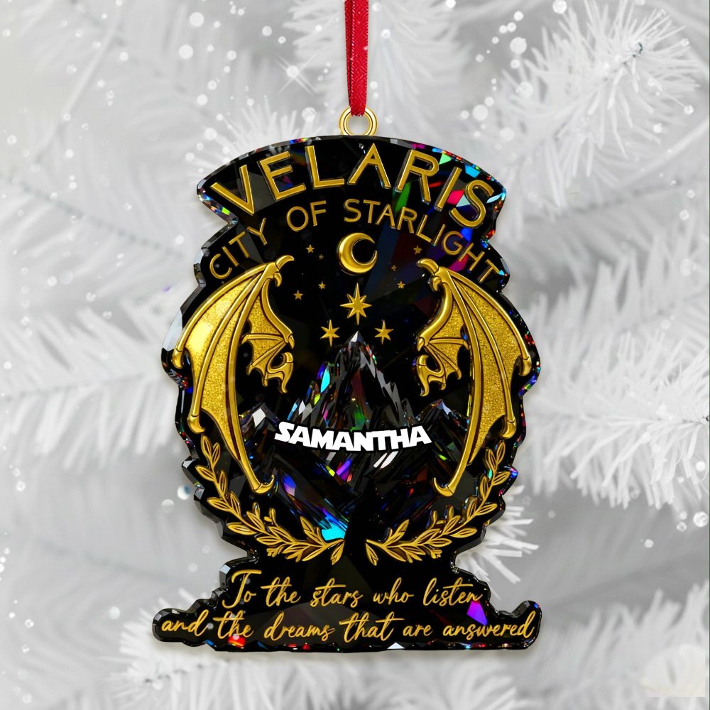 To The Stars Who Listen And The Dreams That Are Answered - Dreamy City Of Star Ornament, Personalized Gifts For Fantasy Novel Fans