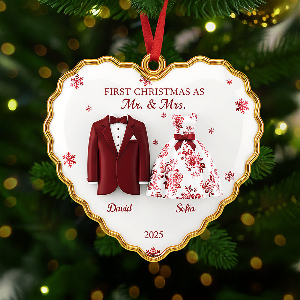 First Christmas As Mr. & Mrs. - Personalized Christmas Ornament For Newlyweds - Image 3