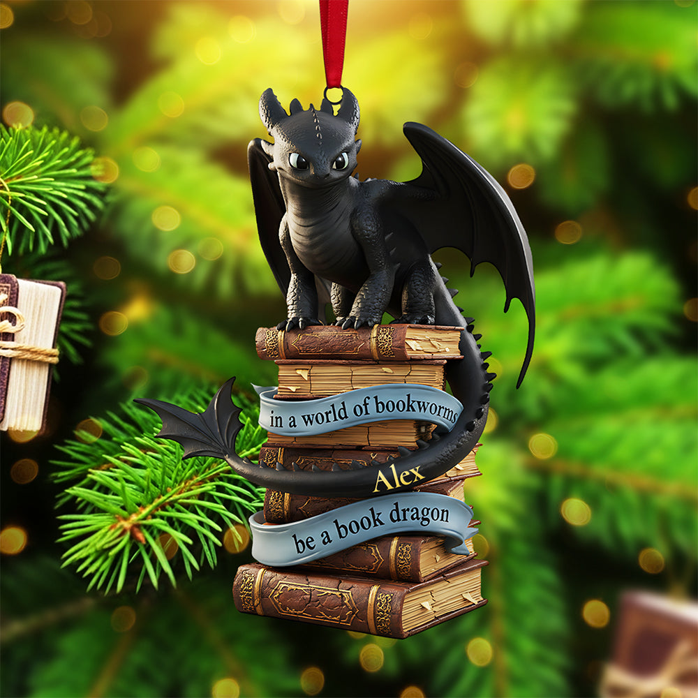 Be A Book Dragon - Personalized Christmas Ornament For Book Lovers - Image 3