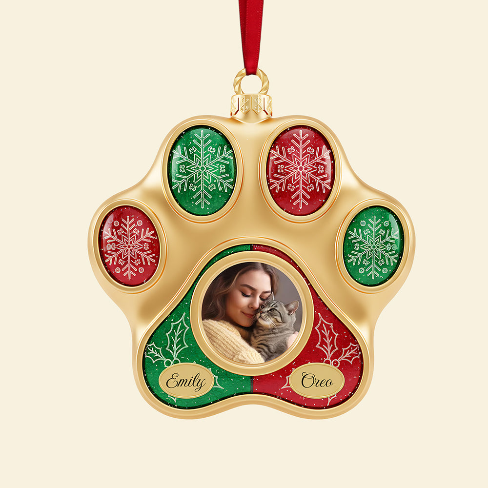 Keep Your Feline Friends Close - Personalized Cat Paw Shape Acrylic Christmas Ornament - Unique Gift For Cat Lovers - Image 4