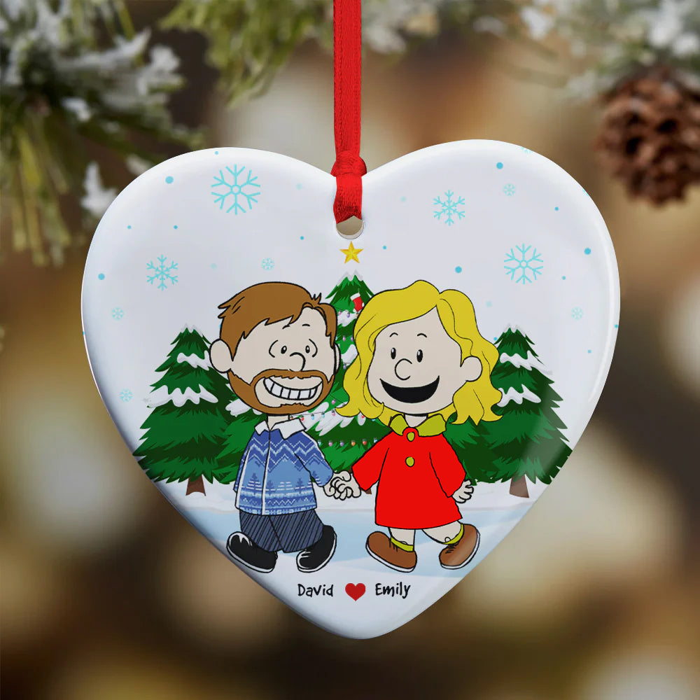 Kissing Couple Heart Ornament - Customizable Christmas Gift For Couples, Friends, And Family - Image 9