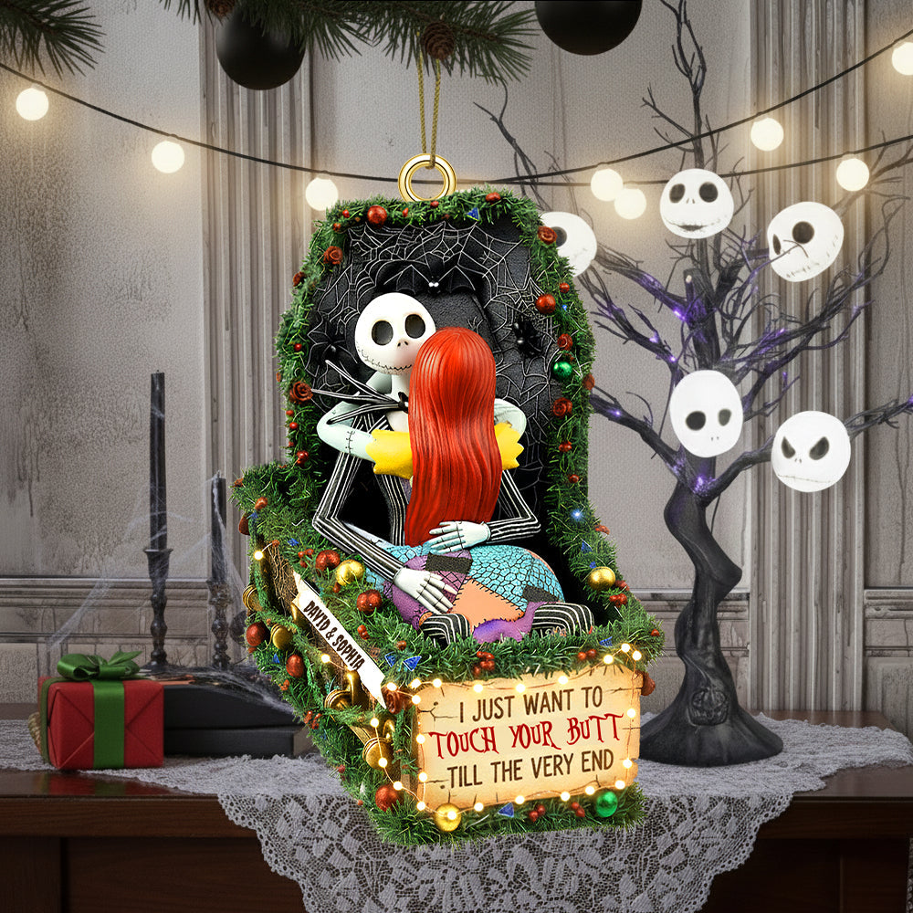 I Just Want To Touch Your Butt - Personalized Deathly Love Christmas Ornament For Couples - Image 3