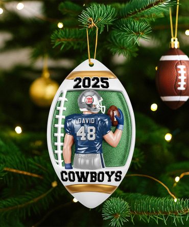 Celebrate The Game: Custom American Football Player Ornament - Personalized Gifts For Sports Enthusiasts