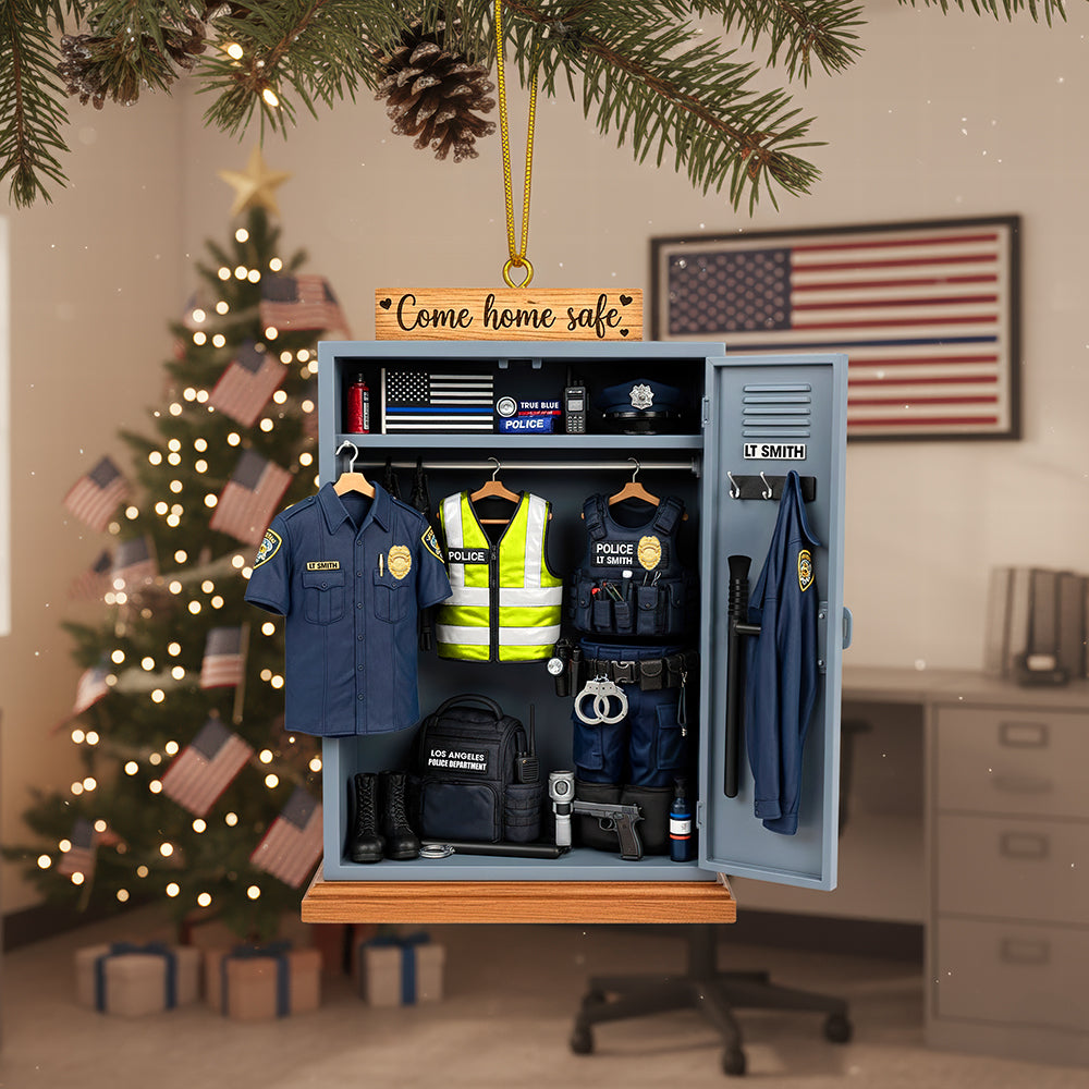 “Come Home Safe” - Personalized Police Locker Acrylic Ornament - Custom Gift For Officers - Image 2