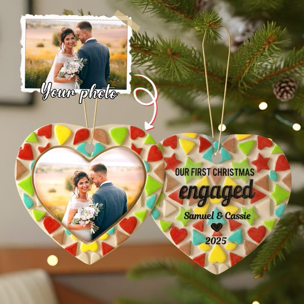 Celebrate Love: Our First Christmas Engaged Ornament - Personalized Gift For Couples - Image 2