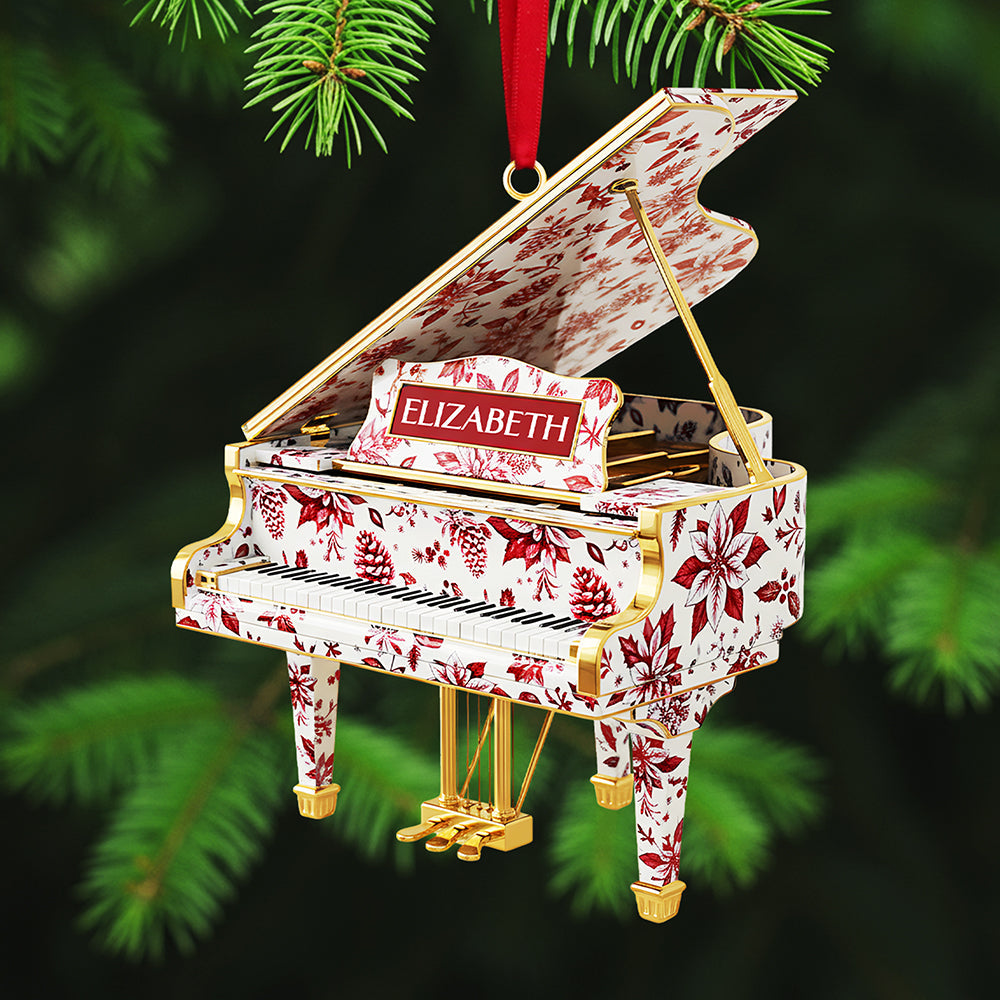 Strike A Chord This Christmas! - Personalized Piano Toile De Jouy Custom Shape Acrylic Ornament - Perfect Gift For Music Lovers, Friends & Family - Image 2