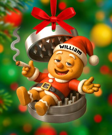 “Celebrate The Holidays With A Smile” - Funny Gingerbread Christmas Ornament - Personalized Gifts For Smokers