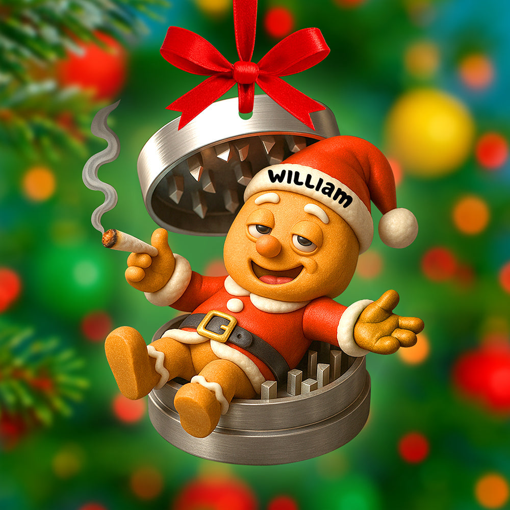 “Celebrate The Holidays With A Smile” - Funny Gingerbread Christmas Ornament - Personalized Gifts For Smokers