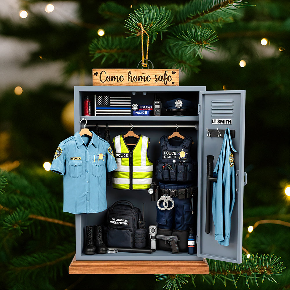“Come Home Safe” - Personalized Police Locker Acrylic Ornament - Custom Gift For Officers - Image 3