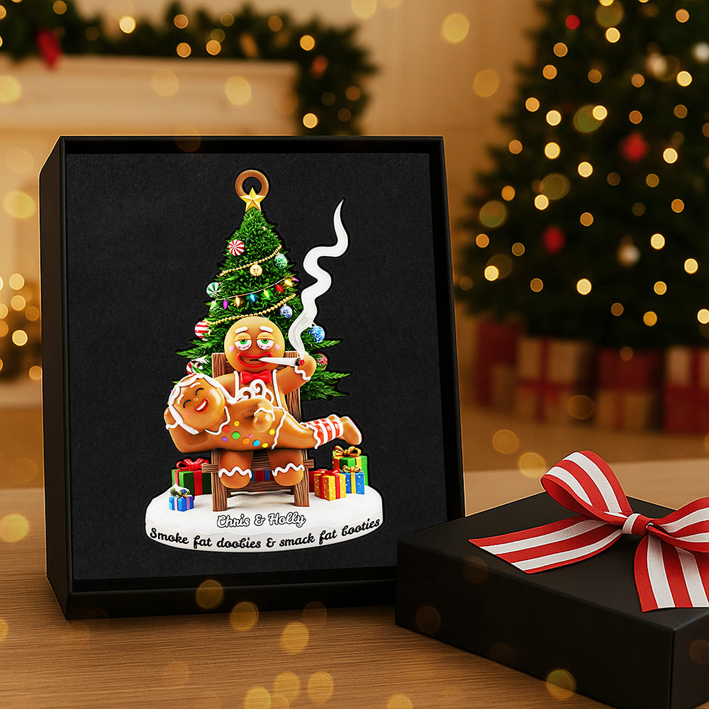 Smoking Gingerbreads - Personalized Funny Christmas Ornament For Couples - Image 4