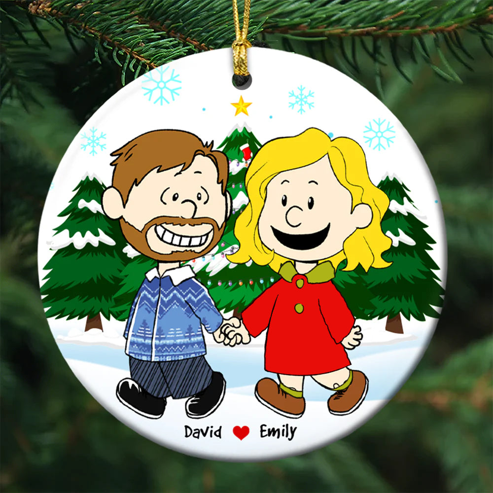 Celebrate Love This Christmas – Personalized Couple Ceramic Ornament - Image 2