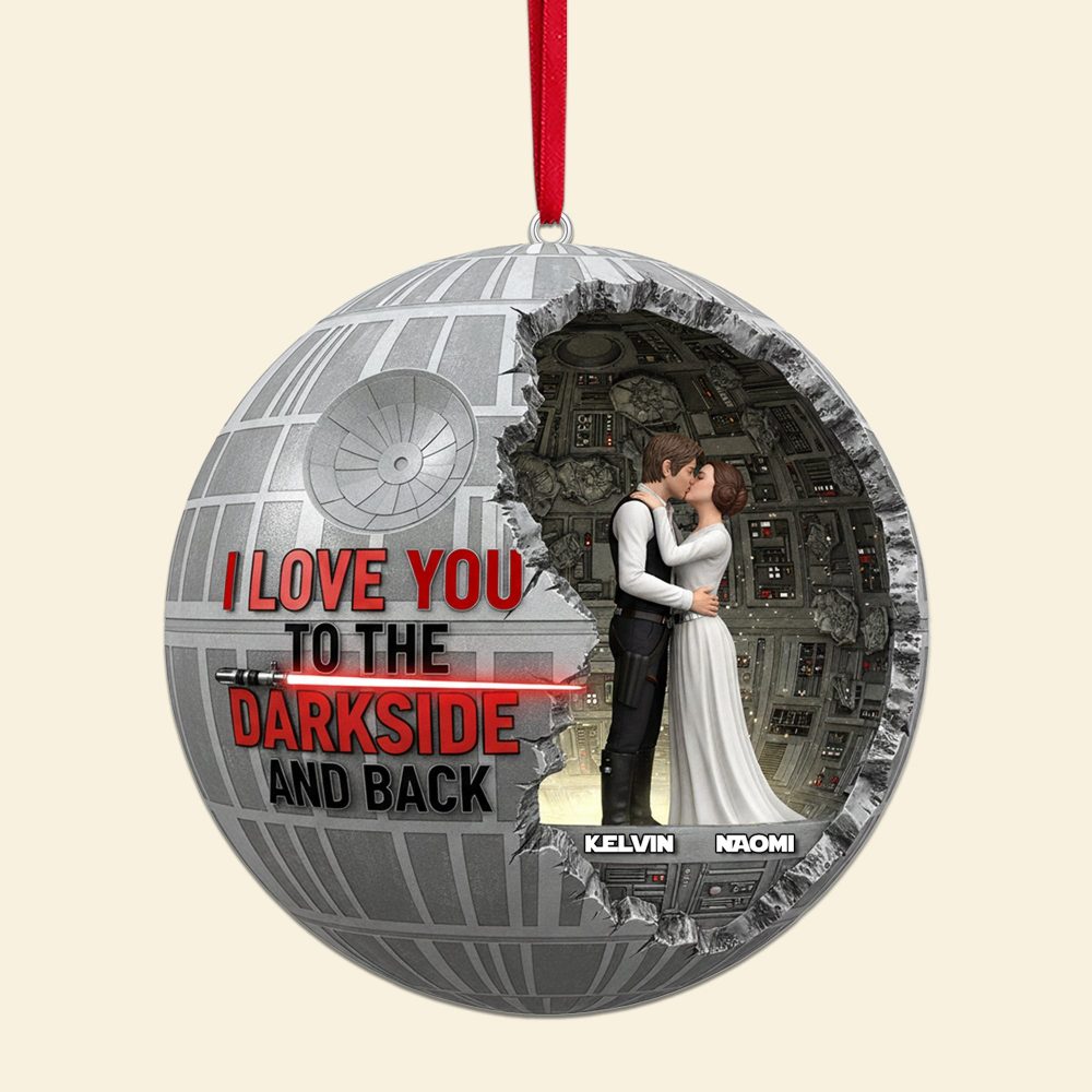 I Love You To The Darkside And Back - Personalized Christmas Acrylic Ornament For Couples - Image 3