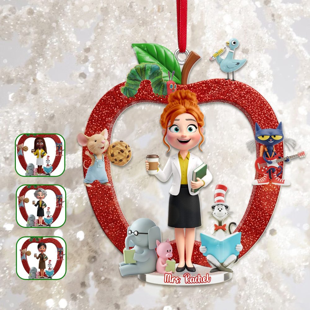 Celebrate Your Teacher: Personalized Teacher Apple Ornament - Custom Gift For Educators - Image 2