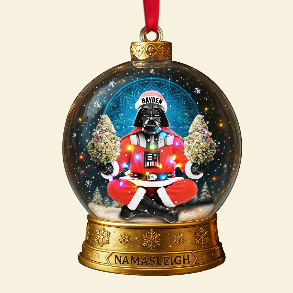 “Embrace The Cosmic Vibes!” - Personalized Cosmic Festive Santa Ornament - Gift For Stoners, Friends & Family - Image 5