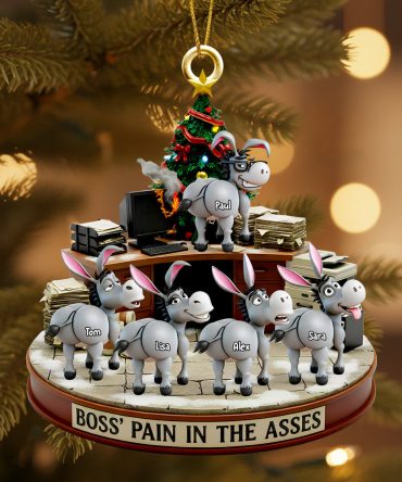 “Bring Joy To Your Workspace!” - Fun Donkey Coworkers Ornament, Personalized Gift For Boss