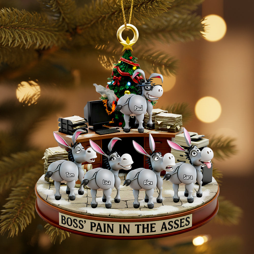 “Bring Joy To Your Workspace!” - Fun Donkey Coworkers Ornament, Personalized Gift For Boss