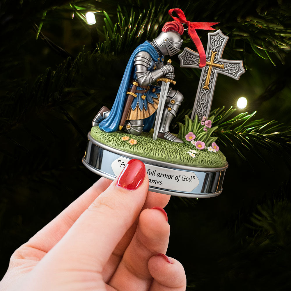 Put On The Full Armor Of God - Kneeing Knight Ornament - Personalized Christian Gift For Friends, Family, And Loved Ones - Image 3