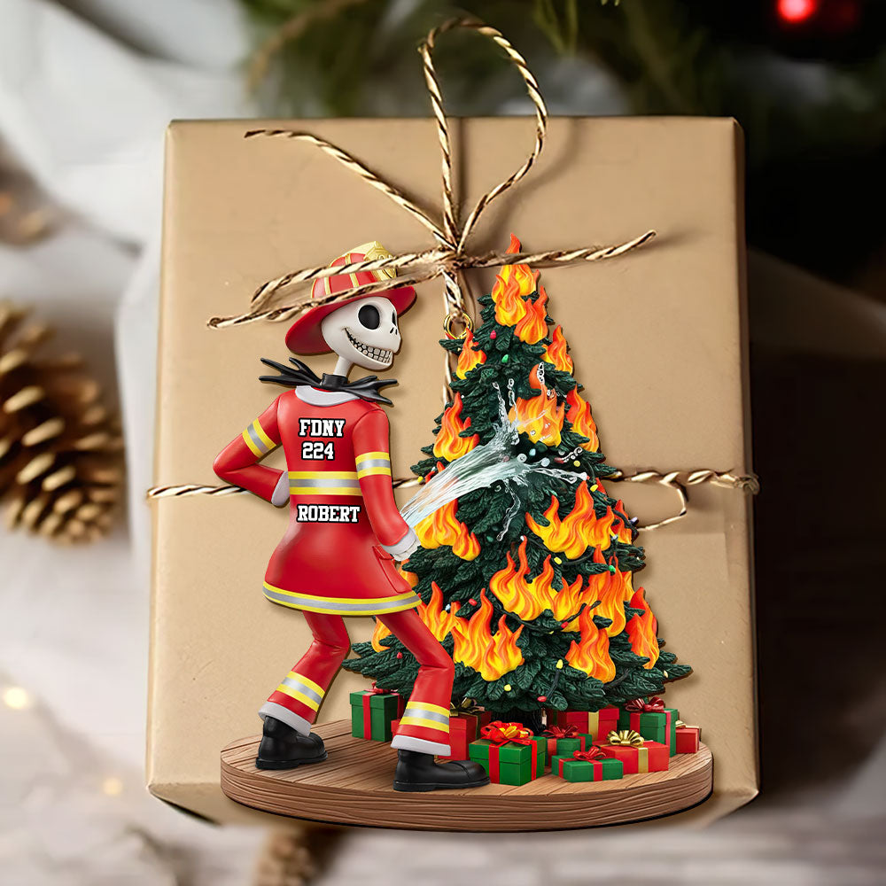 “Spook-Tacular Moments Await!” - Funny Spooky Firefighter Ornament - Personalized Gift For Firefighters - Image 4