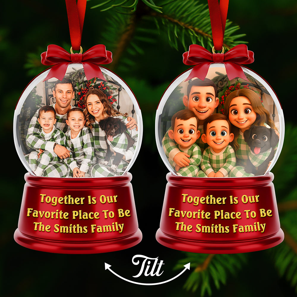 Together Is Our Favorite Place To Be - Custom Family Christmas Lenticular Ornament - Image 2