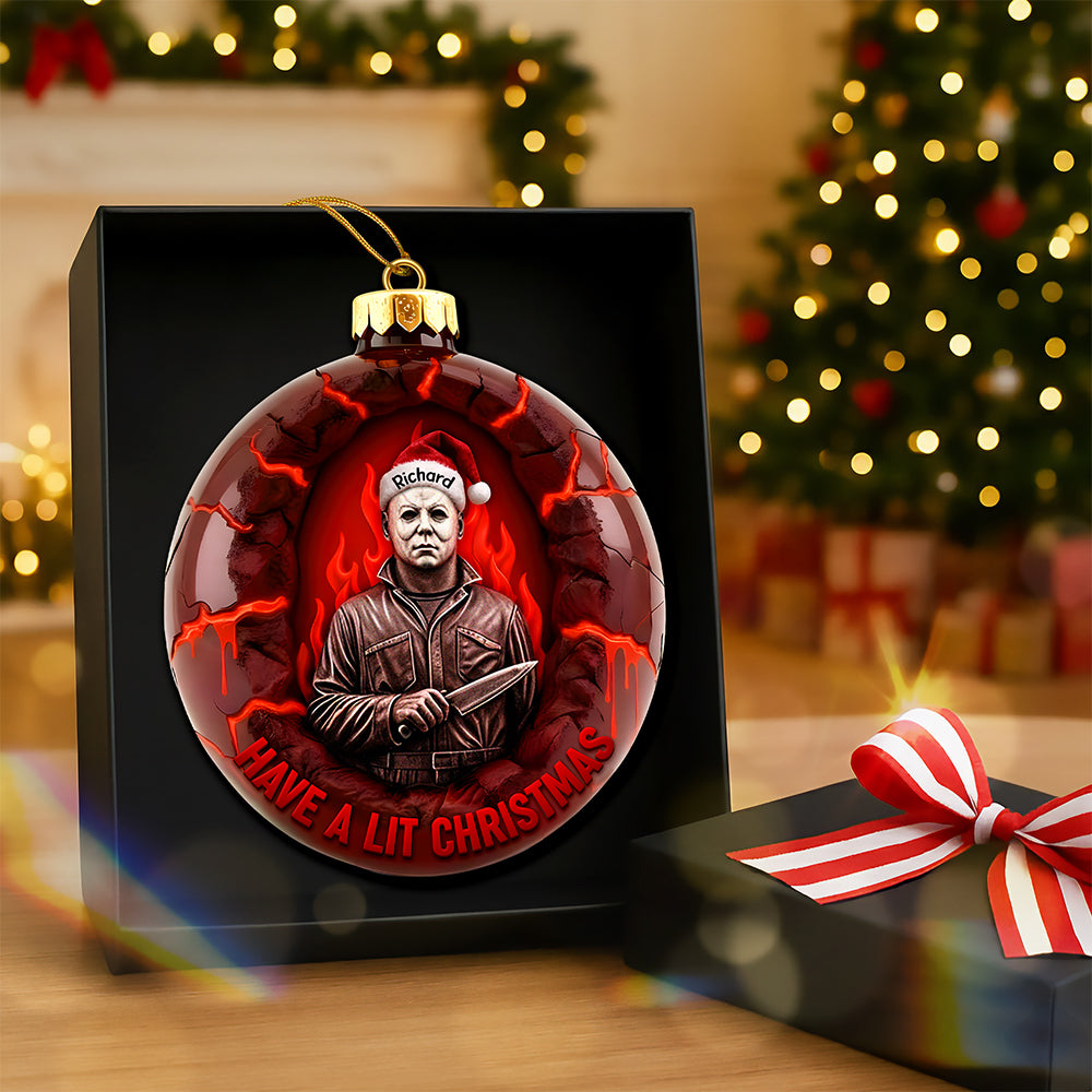 “Have A Lit Christmas!” - Horror Fire Christmas Ornament - Personalized Gift For Horror Fans - Image 2