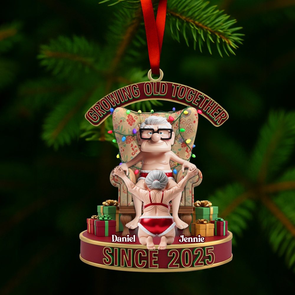 Growing Old Together - Personalized Frisky Old Couple Ornament For Christmas - Image 4