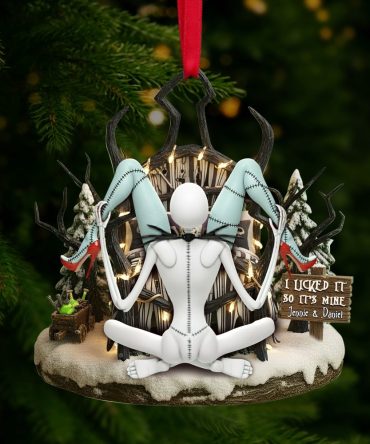 I Licked It, So It'S Mine - Naughty Skull Couple Ornament - Personalized Christmas Gift For Couples