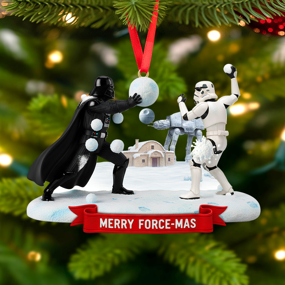 Celebrate With A Snowball Fight - Galactic Snowball Fight Ornament , Personalized Christmas Gifts For Star Wars Fans - Image 2