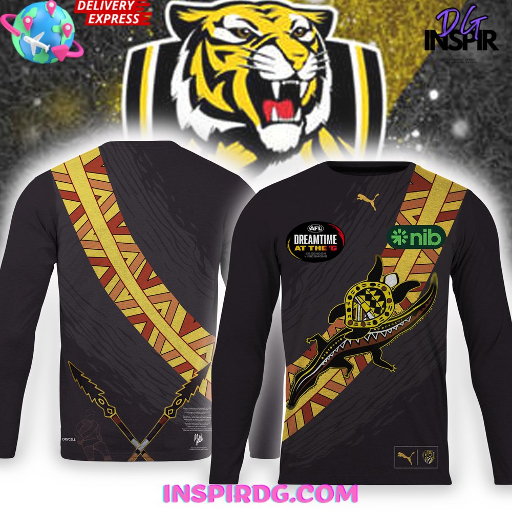Afl Richmond Tiger 2024 Puma Dreamtime Guernsey Shirt Hoodie Tank - Image 2