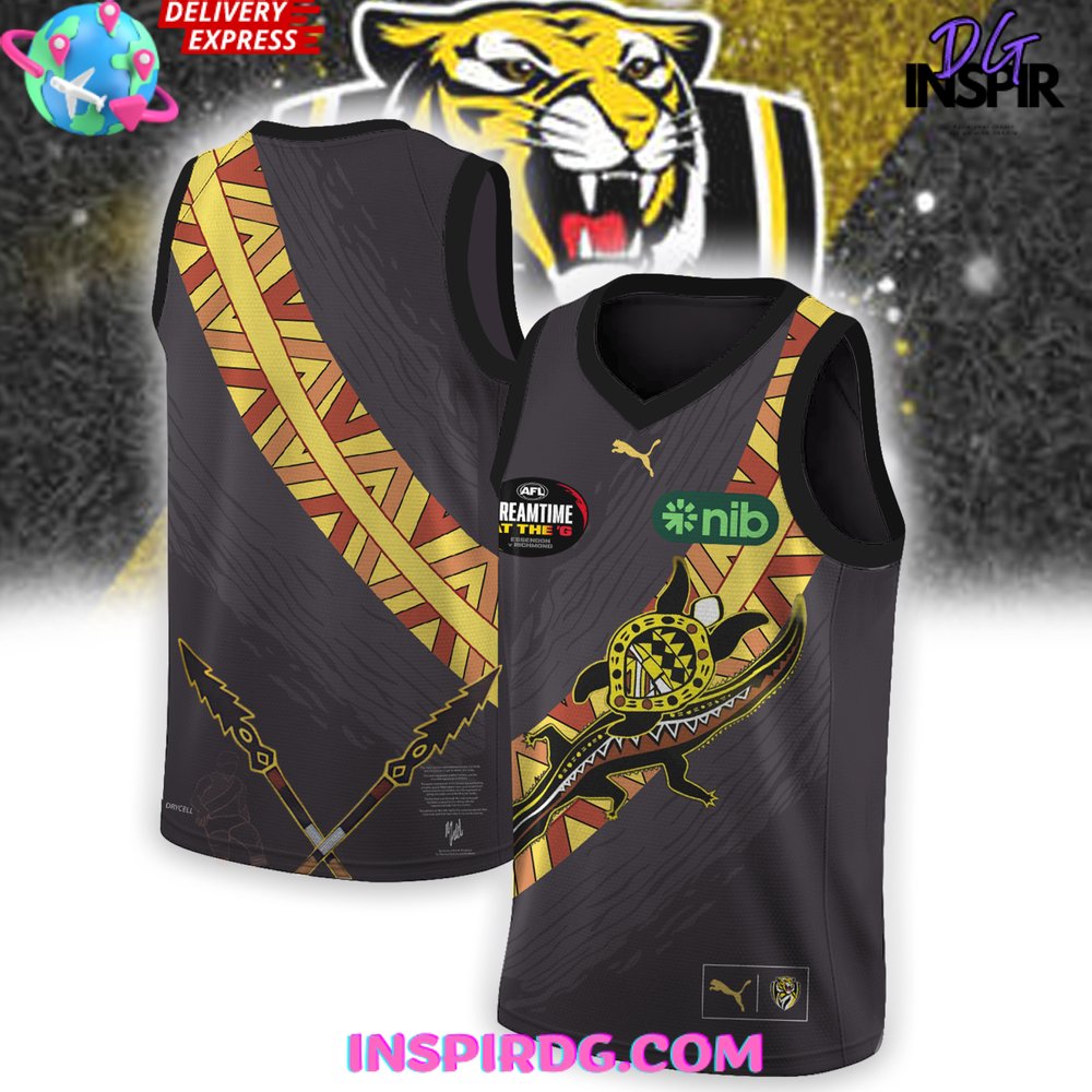 Afl Richmond Tiger 2024 Puma Dreamtime Guernsey Shirt Hoodie Tank - Image 3