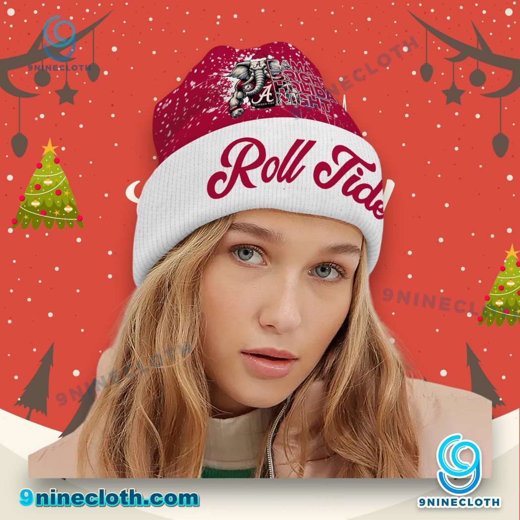 Alabama Crimson Tide Bama Bright Holiday Night Christmas Beanie Hat - Image 2