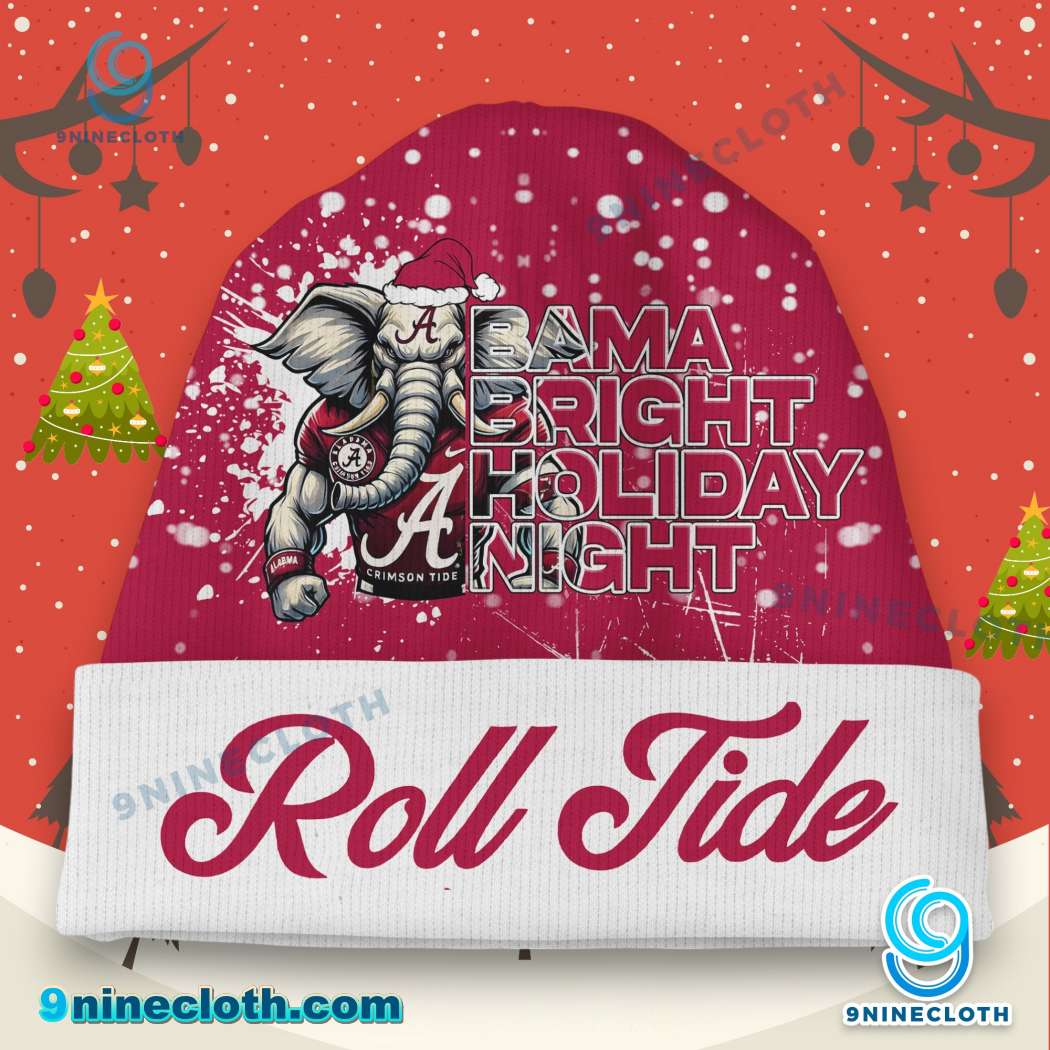 Alabama Crimson Tide Bama Bright Holiday Night Christmas Beanie Hat