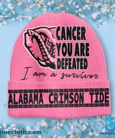 Alabama Crimson Tide Cancer You Are Defeated I Am A Survivor Beanie Hat
