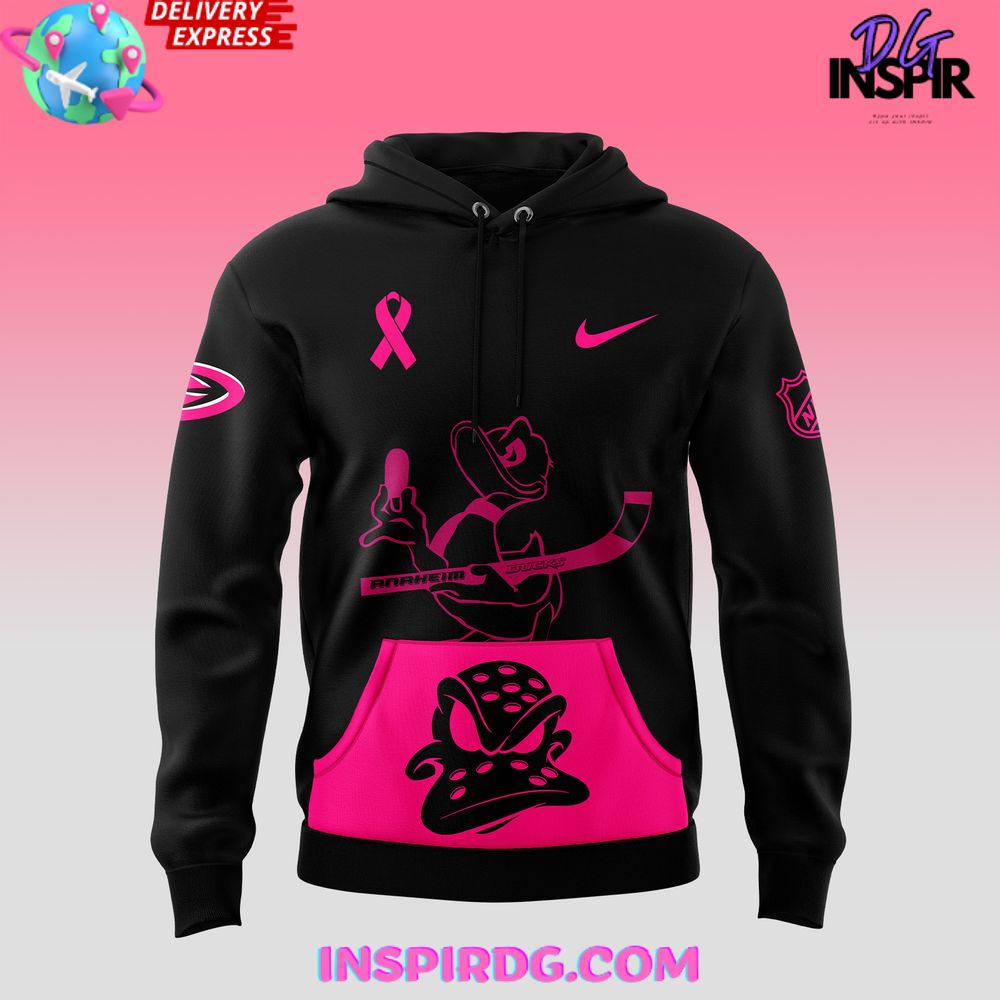 Anaheim Ducks Crucial Catch Breast Cancer 2024 Hoodie - Image 2