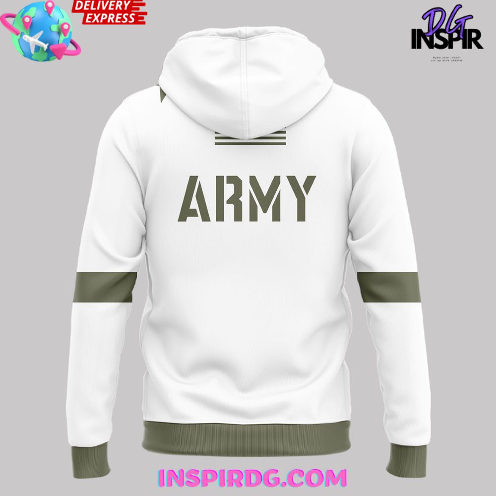 Army Black Knights White Olive Green Hoodie - Image 3