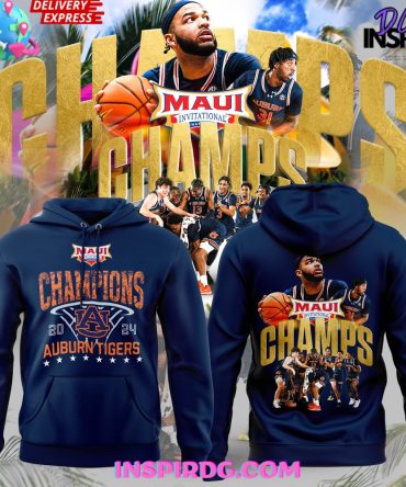 Auburn Tigers Maui Invitational Champions 2024 Navy Hoodie