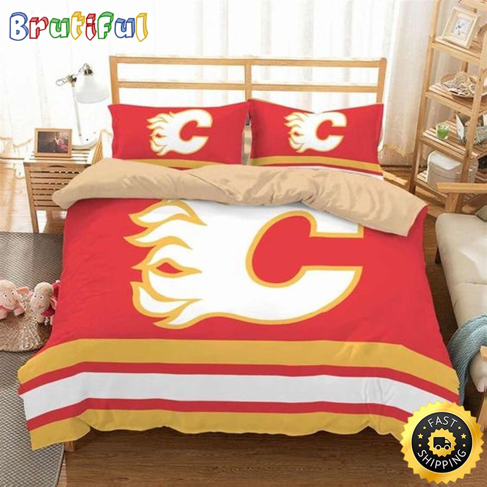 Calgary Flames Nfl Custom Bedding Sets Hockey Team Cover Set