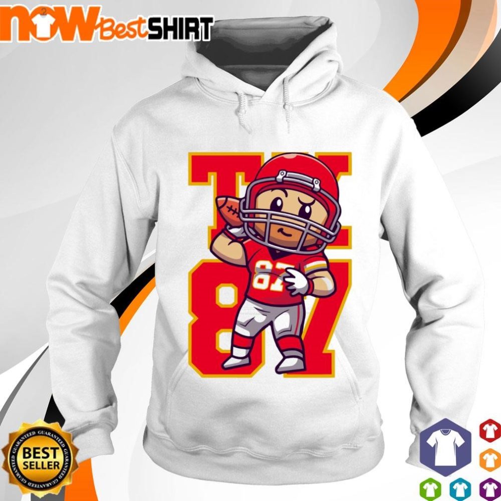 Cartoon Travis Kelce Playing Football Shirt - Image 2