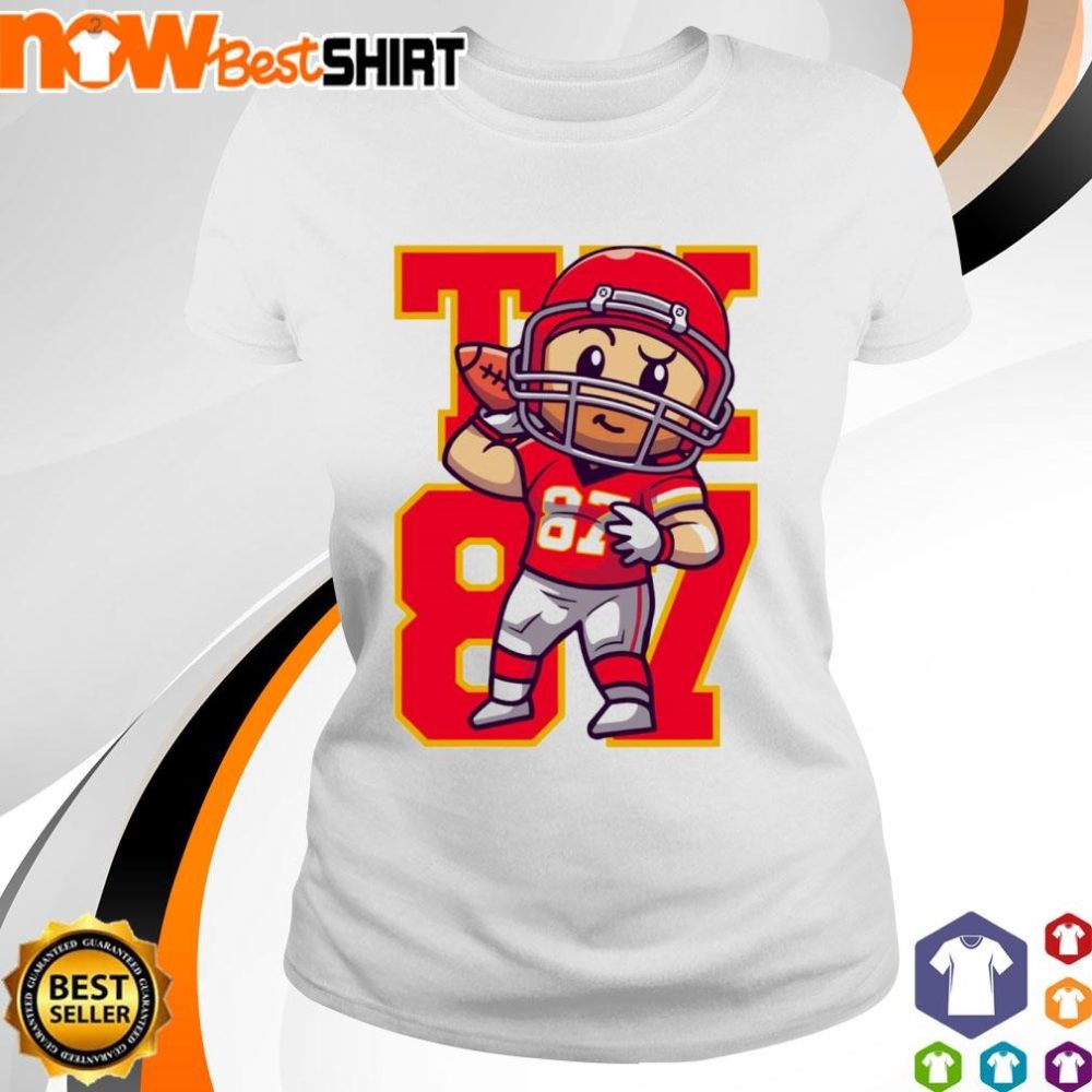 Cartoon Travis Kelce Playing Football Shirt - Image 3