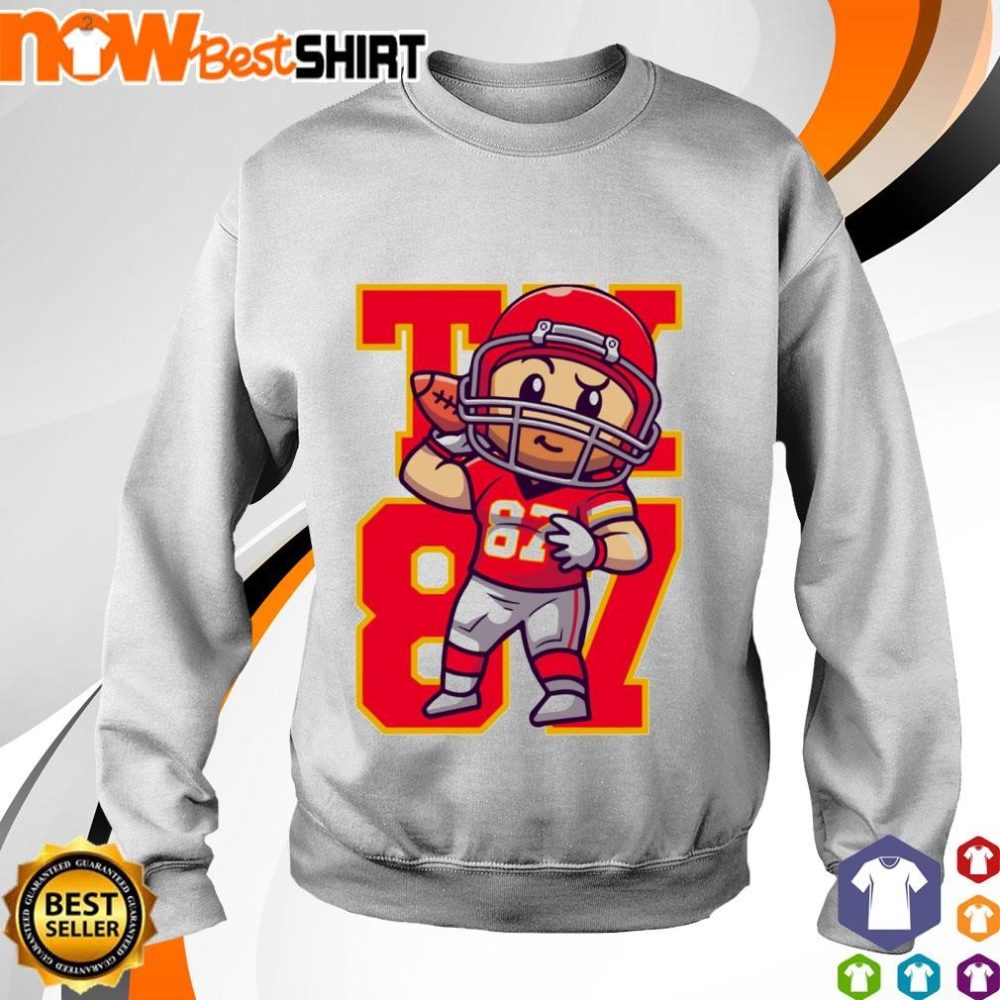 Cartoon Travis Kelce Playing Football Shirt - Image 4