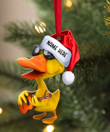 Duck Playing Guitar -  Personalized Christmas Ornament - Christmas Gift For Guitar Lover