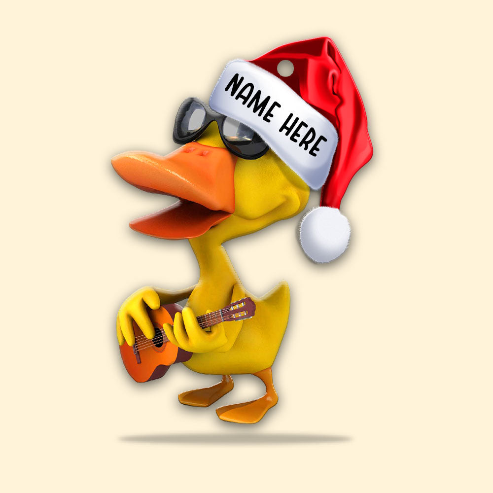 Duck Playing Guitar - Personalized Christmas Ornament - Christmas Gift For Guitar Lover - Image 2