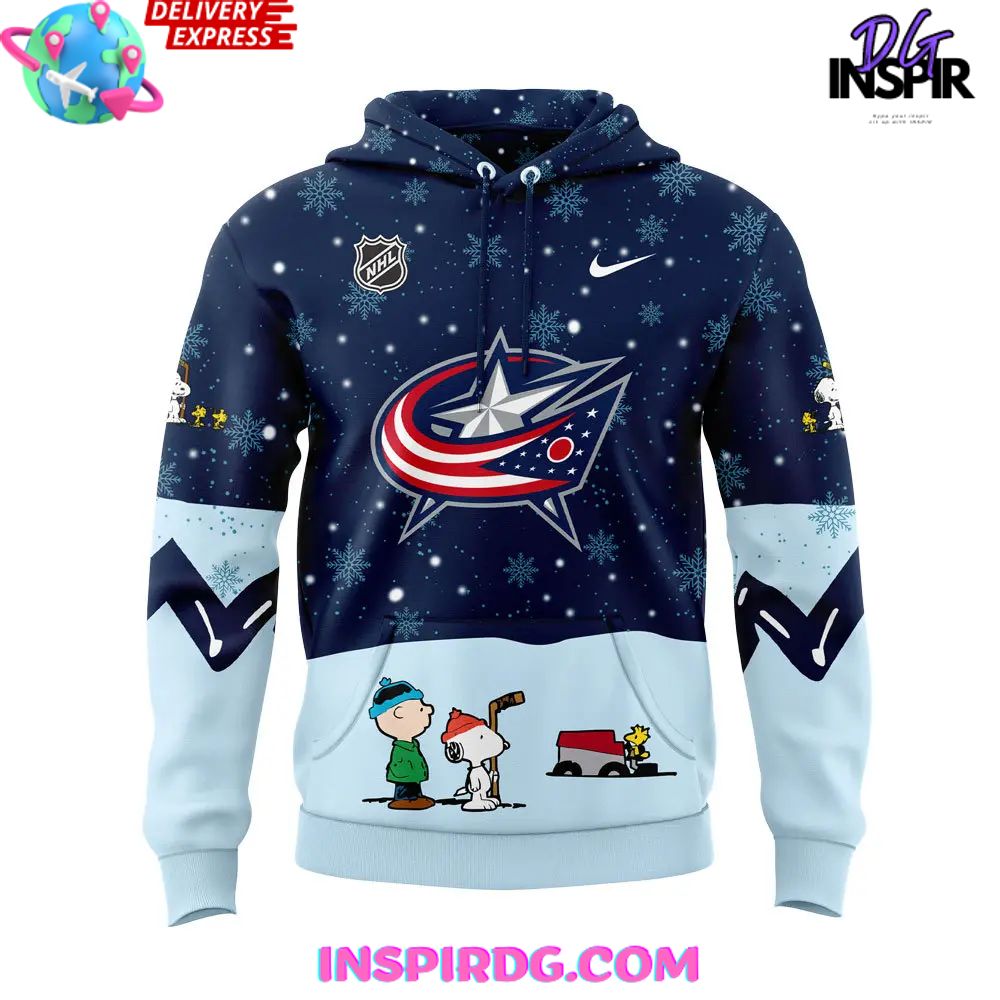 Columbus Blue Jackets Peanuts Holiday Specialty Hoodie - Image 2